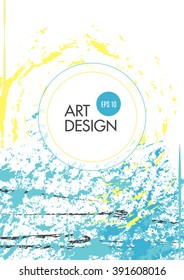 Brochure title sheet, business card set, correspondence letter collection, patch part construction, creative surface, abstracts composition, yellow and blue, round frame, EPS10 - stock vector