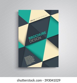 Brochure title sheet design. Flat mosaic triangles. A4 format template for business,poster,cover etc.