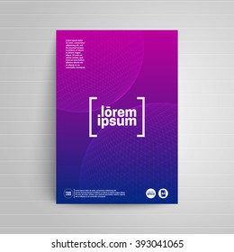 Brochure title sheet design. Violet circle meshes. A4 format template for business,poster,cover etc. 