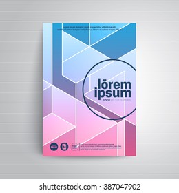 Brochure title sheet template. Isometric design.