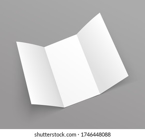 Brochure triplia foliación en blanco. Plantilla de menú triple plegable de papel volante
