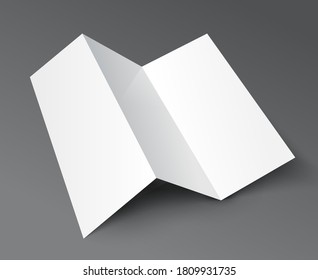 Brochure trifold blank leaflet mockup. Fold flyer paper tri fold menu template