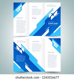 Brochure Tri-fold design template airplane