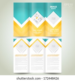 brochure tri-fold design template rhombus, block for images