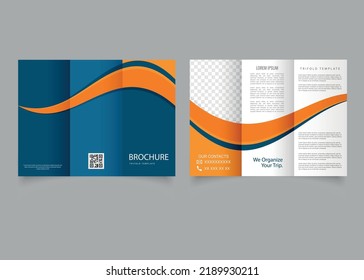 Curvas de onda de la plantilla de diseño triplio de brocado. Colores azul naranja.