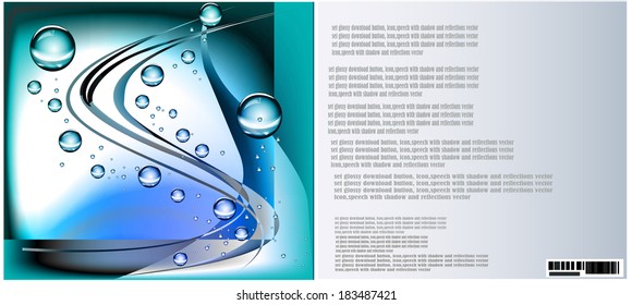 brochure from two half water, bubbles. Old retro  poster for water. Water stylish lines,  text. vector. EPS 10