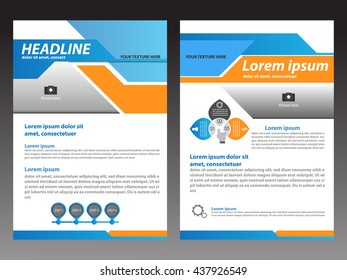 Brochure vector blue Flyer design Layout template, size A4, Front page and back page