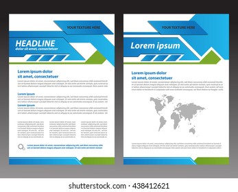 Brochure vector blue and green Flyer design Layout template, size A4, Front page and back page