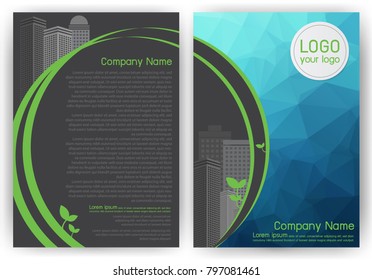 Brochure vector ,flyers design template in size a4 , company profile card for business, and cityscape vector in elements background 