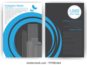 Brochure vector ,flyers design template in size a4 , company profile card for business, and cityscape vector in elements background 