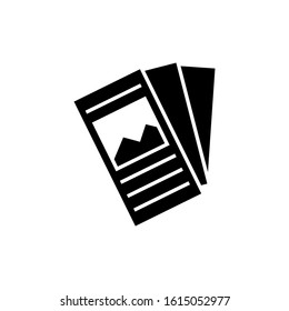 Brochure vector icon in black flat shape design, isolated on white background