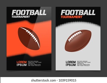 Brochure or web banner design with American Football ball icon. Vector illustration