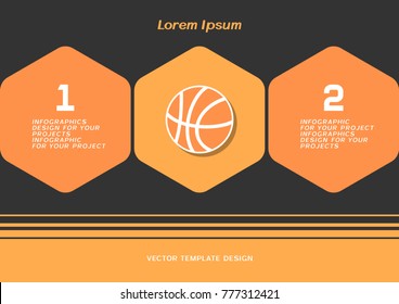 Brochure or web banner design with basketball icon