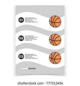 Brochure or web banner design with basketball icon