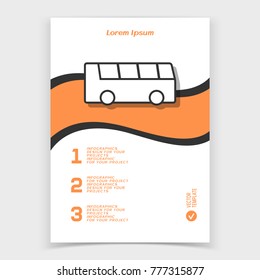 Brochure or web banner design with bus icon