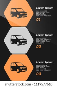 Brochure or web banner design with car icon. Vector illustration