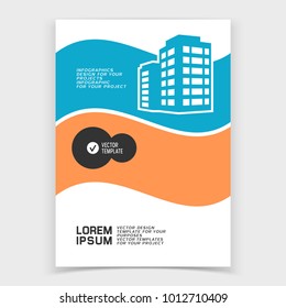 Diseño de folletos o banners web con icono de desarrollo de viviendas. Ilustración del vector