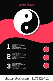 Brochure or web banner design with Yin Yang symbol. Vector illustration