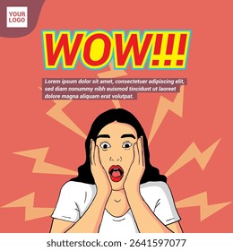 brochure of a woman who is amazed