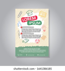Brochure/poster template with funny and cute design for education theme 