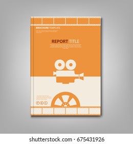 Brochures book or flier with cinema retro orange design