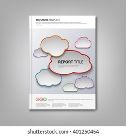 Brochures book or flier with colored clouds template