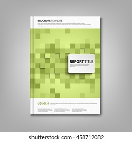 Brochures book or flier with green square abstract mosaic