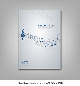 Brochures book or flier with musical notes on front side