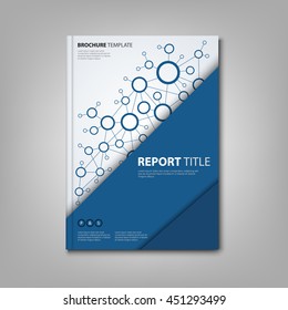 Brochures book or flier with triangular blue connection design template