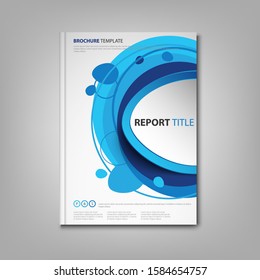 Brochures book or flyer with abstract sticker in blue design