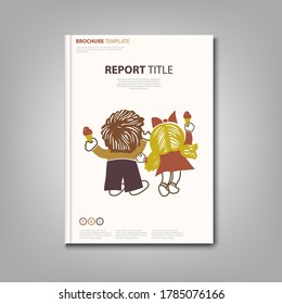 Brochures book or flyer with boy and little girl ice cream template