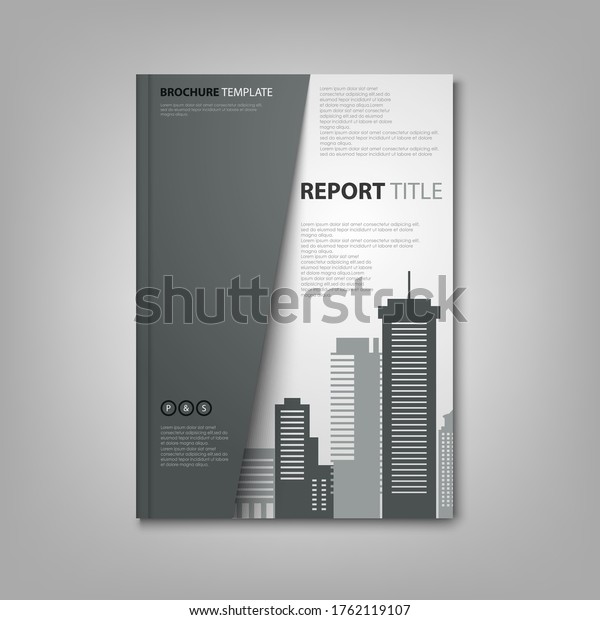 Brochures book or flyer with city silhouette in\
black white design
