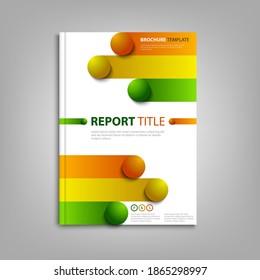 Brochures book or flyer with colored stripes and balls template