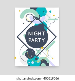 Brochures with geometric elements. Summer party. Hipster. Night party. Abstract Modern Background. Poster, flyer, business card, background, banner.
