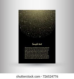 Brochures of gold glitter. Beautiful brochures from sequins for decorated decoration. Vector illustration