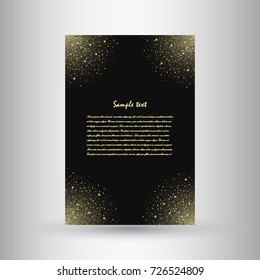 Brochures of gold glitter. Beautiful brochures from sequins for decorated decoration. Vector illustration