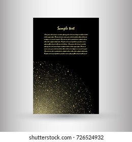Brochures of gold glitter. Beautiful brochures from sequins for decorated decoration. Vector illustration