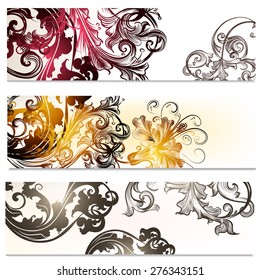 Brochures set with floral ornaments