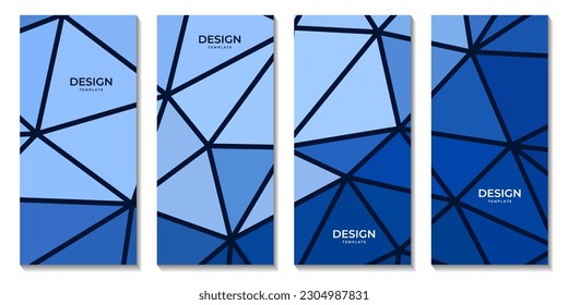 brochures template set with abstract geometric blue colorful background with triangles shape