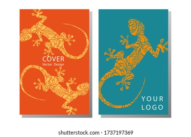 Brochures with varieties of reptiles.  Template of magazines, poster, book cover, banners.  Landscape invitation.