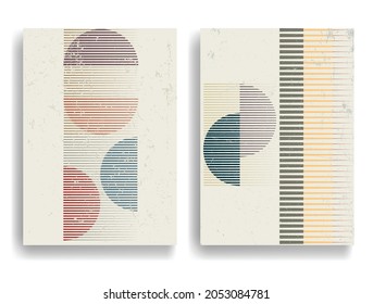 Brochures with various geometric elements in modern art style . Minimal design with geometric shapes . Trendy set of brochures . Vector illustration .