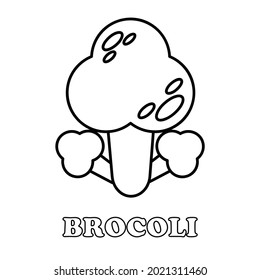 brocoli coloring page. healthy food coloring page for children on white background