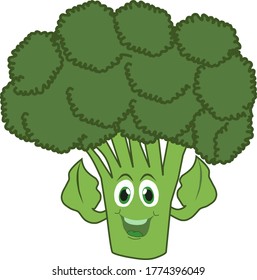 brocoli hand up cartoon illustration