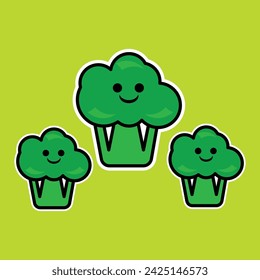 brocoli sticker pack vector ilustration