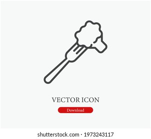 Brocoli vector icon.  Editable stroke. Symbol in Line Art Style for Design, Presentation, Website or Apps Elements. Pixel vector graphics - Vector