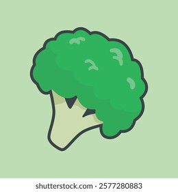 brocoli vegetable with outline flat vector design.