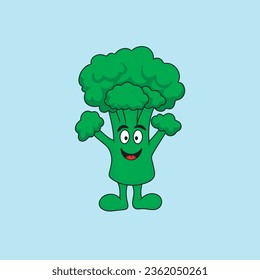 brocolli character cartoon illustration vector