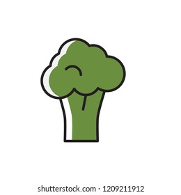 Brocolli Icon Vector. Filled Outline Style Vegetable Icon