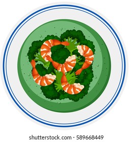 Brocolli Soup With Shrimps Illustration