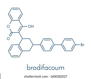 Brodifacoum rodenticide molecule. Skeletal formula.